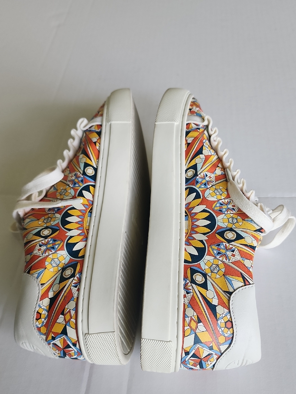 Tory Burch Sport Leather Low-Top Lace Up Sneakers Geometric Ruffle - Picture 5 of 12